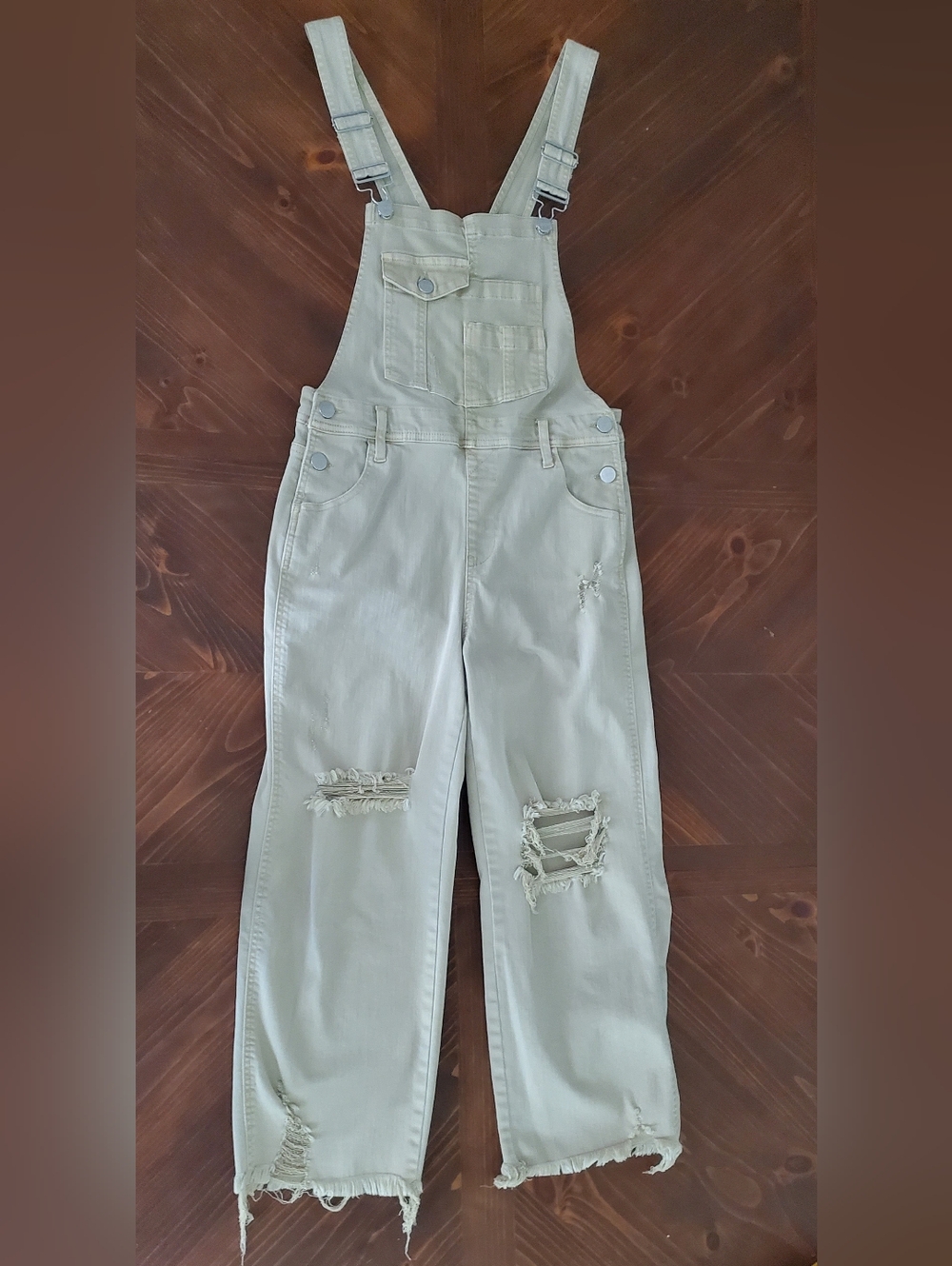 Light Tan Distressed Overalls